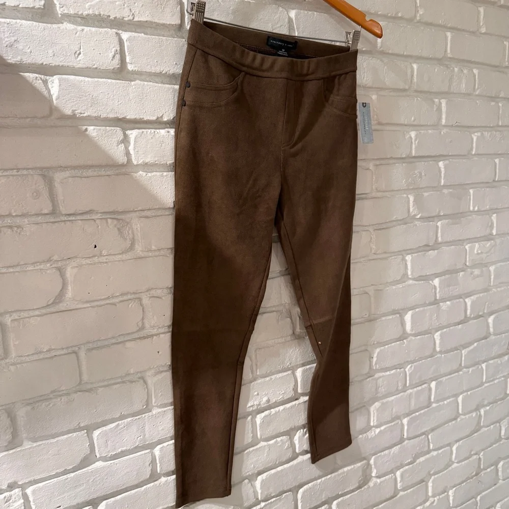 Sanctuary x Anthropologie Brown Faux Suede Pants SP Petite High Rise Skinny NWT
